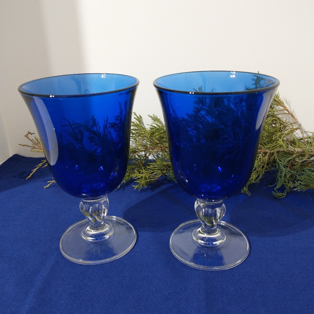 D'arques-Durand Cristal Cobalt Sapphire 2 Set Goblets